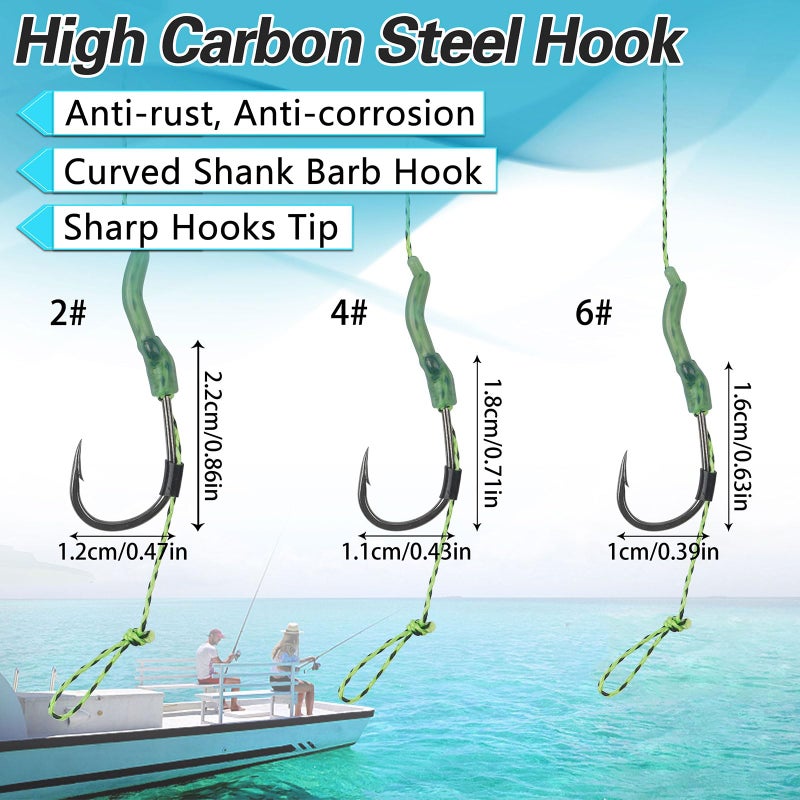 JSHANMEI مجموعة أدوات صيد سمك الشبوط - 18 قطعة من خطافات بارب المنحنية من الفولاذ عالي الكربون، أدوات صيد السمك ذات خيط مضفر - Image 3